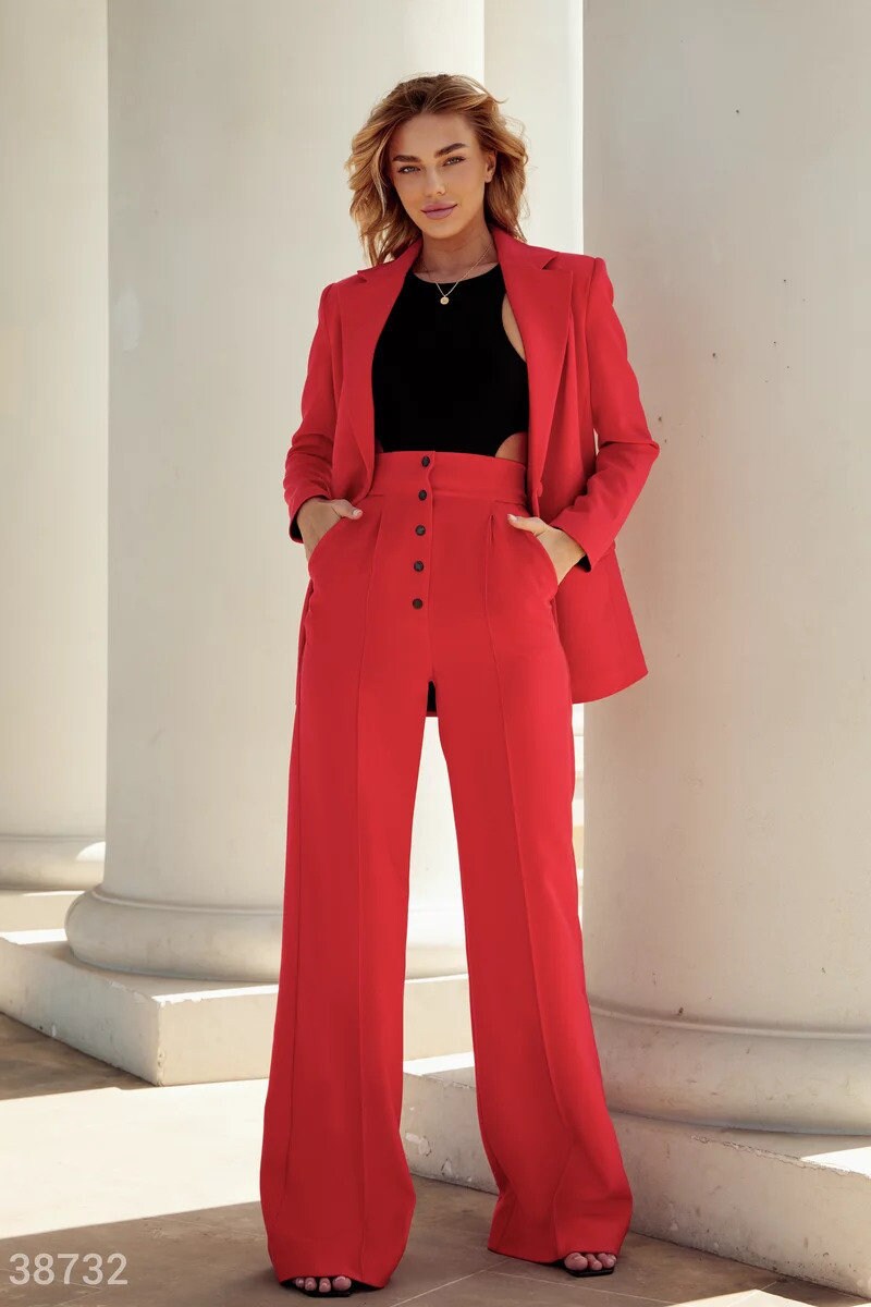 red printed palazzo