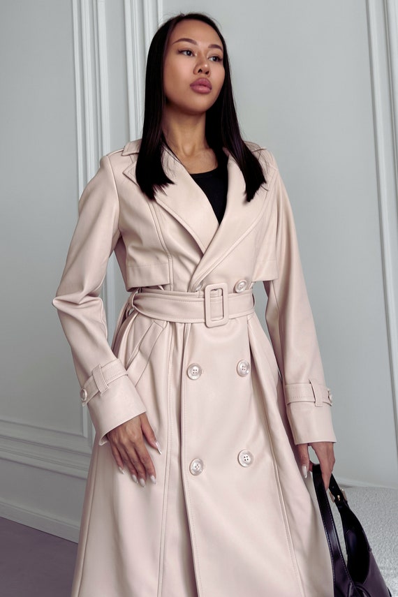 クリーム色 トレンチコート Super Beauty トレンチコート クリーム色