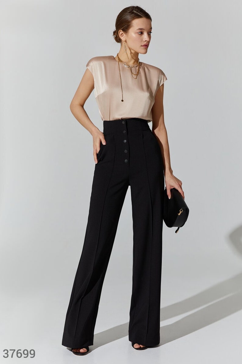 Palazzo Pants Women Black High Waisted Palazzo Pant for Etsy Canada