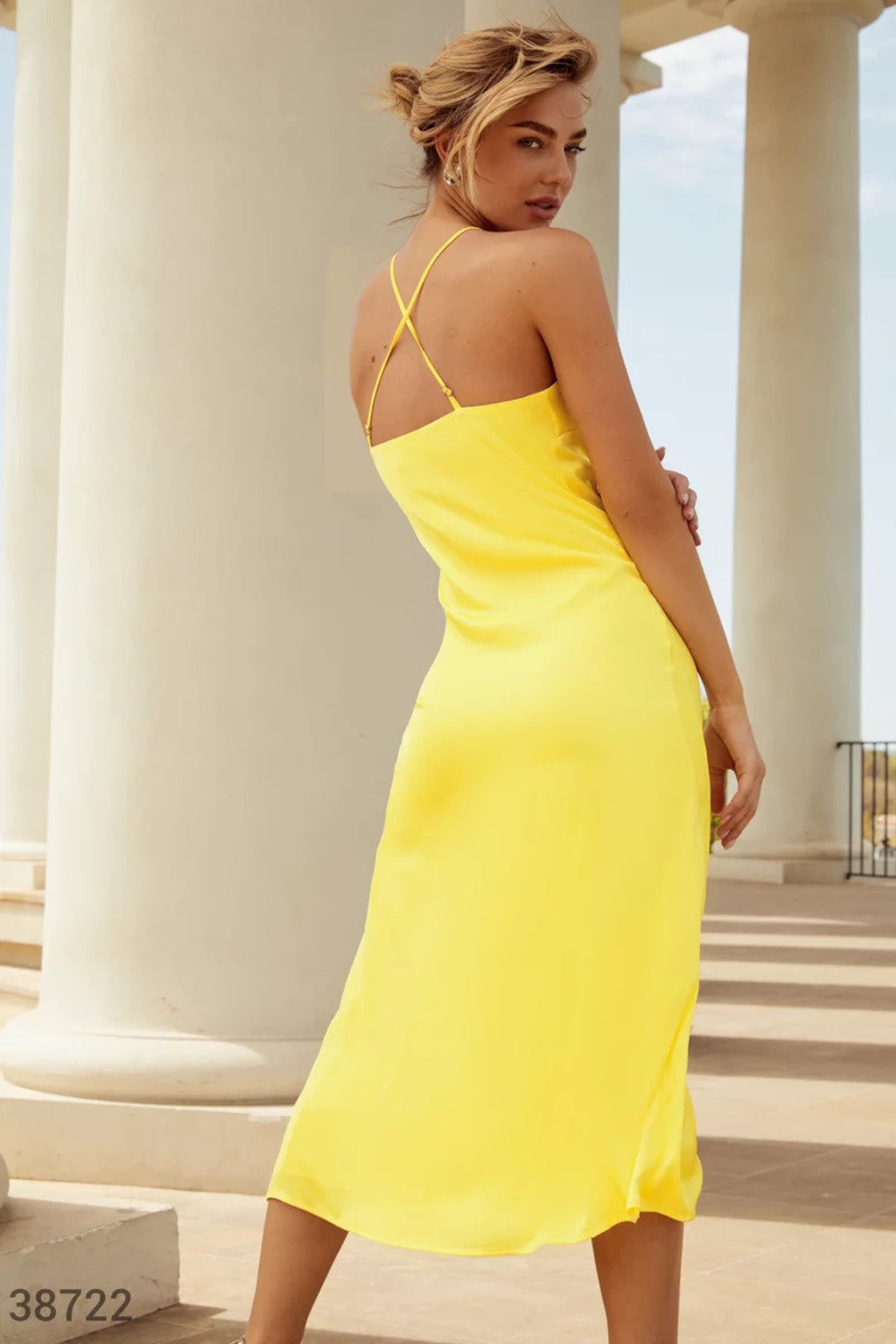 Yellow Silk Slip Midi Dress Formal Silk Slip Dress Silk Etsy