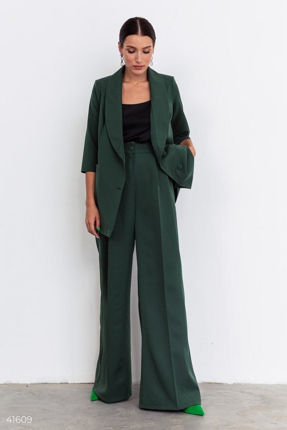 Green Blazer Trouser Suit for Women Formal Pants Suit Office | Etsy