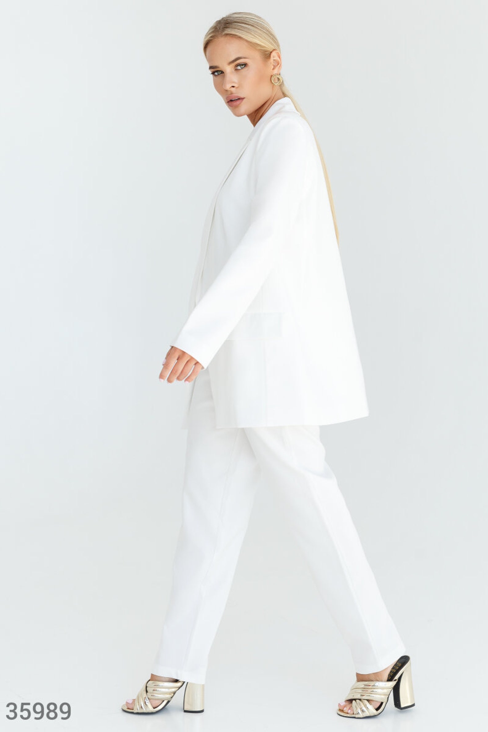 Damen Business Anzug 2-teilig - Eleganter Blazer Mit Hose Im Schmal-Schnitt