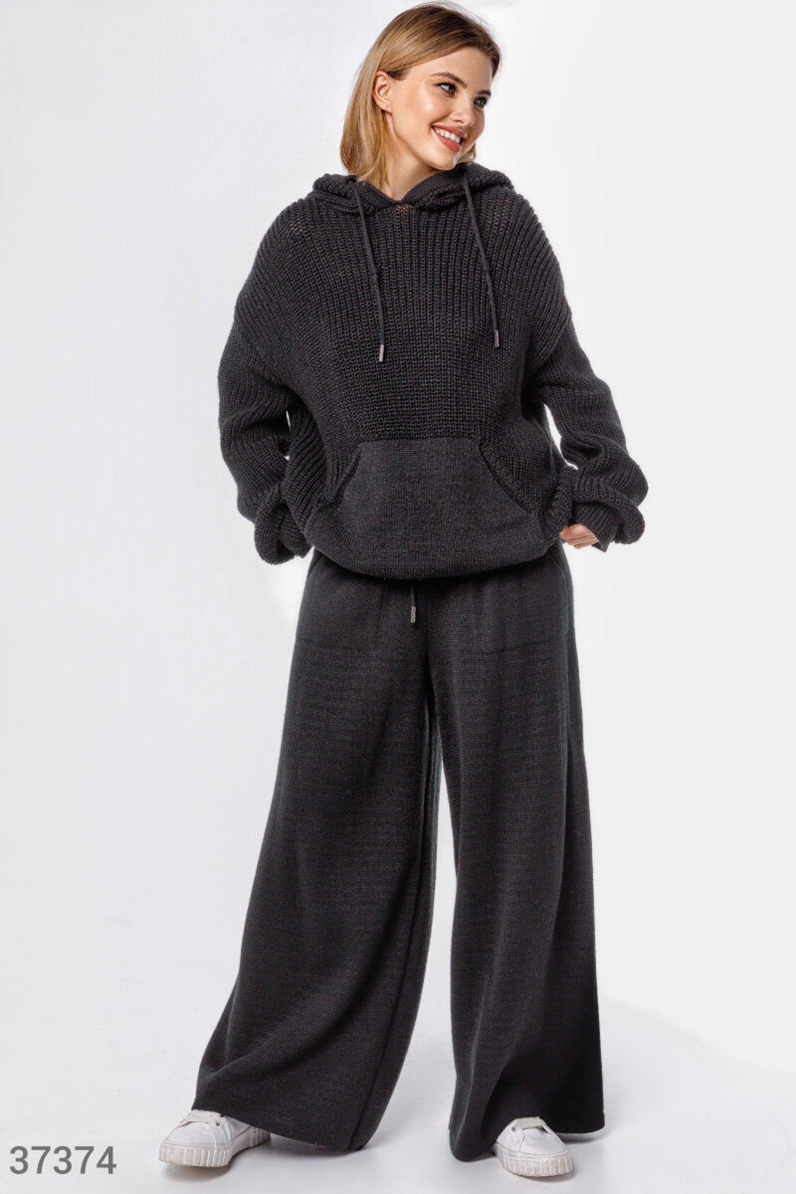 Black Knitted Suit Set Women Knit 2 Piece Set Knitted Set Etsy
