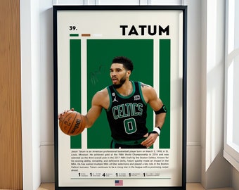 Jayson Tatum Poster, Basketball Poster, Boston Celtics Poster, Motivational Poster, Gym Decor, Fitness Poster, Man Cave Art, Gift For Him