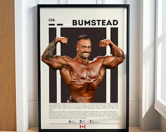 Pôster de Chris Bumstead, pôster digital de fisiculturismo, pôster esportivo, pôster motivacional, decoração de academia, pôster de fitness, presente para ele