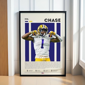 Ja'Marr Chase Poster, Football Poster, NFL Poster, Sport Poster, Football Prints, NFL Wandkunst, Sport Schlafzimmer Poster