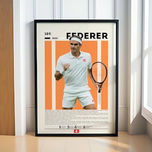 Pôster de Roger Federer, Pôster de Tênis, Pôster de Esportes, Pôster Motivacional, Decoração de Tênis, Pôster de Fitness, Arte de Caverna do Homem, Presente para Ele