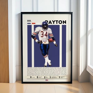 Walter Payton Poster, Football Poster, NFL Poster, Sports Poster, Football Prints, NFL Wall Art, Sports Bedroom Posters