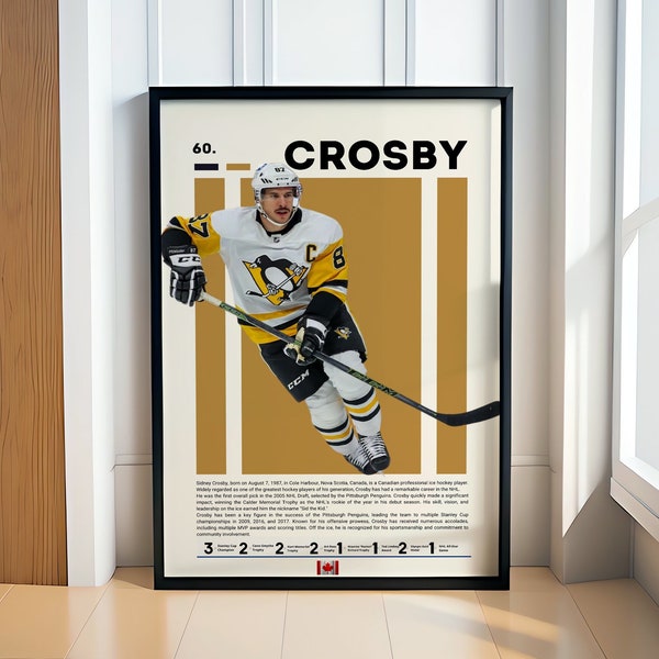 Sidney Crosby Poster, Hockey Poster, Sports Poster, Motivational Poster, Gym Decor, Fitness Poster, Man Cave Art, Gift For Him