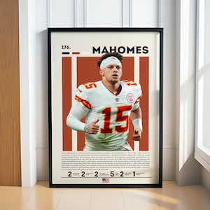 Patrick Mahomes Poster, Football Poster, NFL Poster, Sports Poster, Football Prints, NFL Wall Art, Sports Bedroom Posters