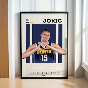 Nikola Jokic Poster, Basketball Poster, Denver Nuggets Poster, Motivational Poster, NBA Decor, Fitness Poster, Man Cave Art, Gift For Him