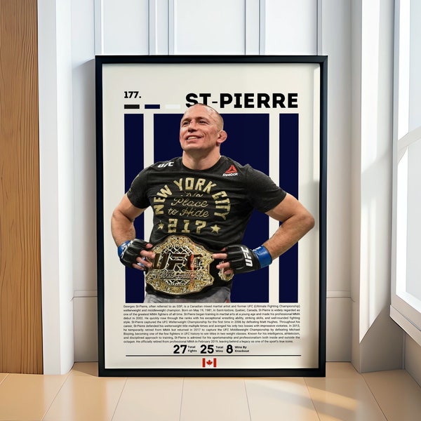 Cartel de Georges St-Pierre, cartel de MMA, cartel deportivo, cartel motivacional, decoración de MMA, cartel de fitness, arte rupestre del hombre, regalo para él