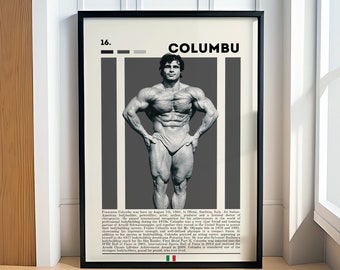 Franco Columbu-affisch, bodybuilding-affisch, sportaffisch, motivationsaffisch, gymdekor, fitnessaffisch, man cave-konst, present till honom