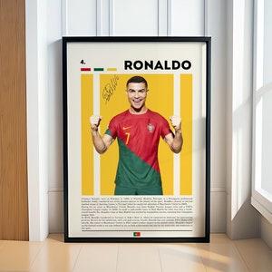 Cristiano Ronaldo Poster, Portugal Football Print, Soccer Gifts, Sports Poster, Football Poster, Soccer Wall Art, Sports Bedroom Posters