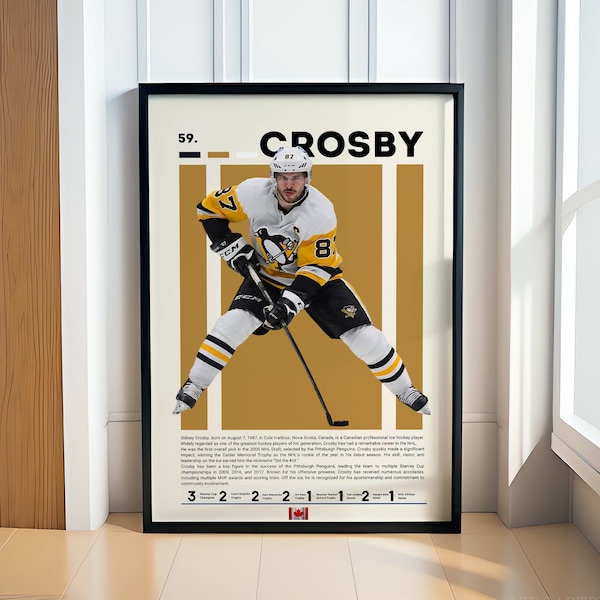 Sidney Crosby Poster, Hockey Poster, Sports Poster, Motivational Poster, Gym Decor, Fitness Poster, Man Cave Art, Gift For Him