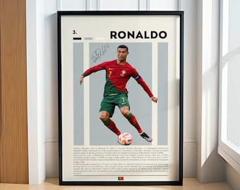Cristiano Ronaldo Poster, Portugal Fußball Druck, Fußball Geschenke, Sport Poster, Football Poster, Fußball Wandkunst, Sport Schlafzimmer Poster