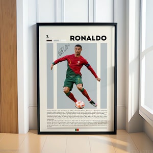 Cristiano Ronaldo Poster, Portugal Football Print, Soccer Gifts, Sports Poster, Football Poster, Soccer Wall Art, Sports Bedroom Posters