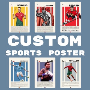 Cartaz esportivo personalizado, presente esportivo para a família, cartaz de basquete, cartaz de futebol, cartaz de tênis, cartaz de futebol, cartaz de beisebol, cartaz de golfe