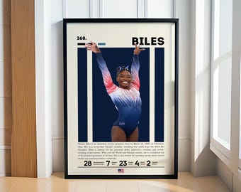 Simone Biles Poster, Gymnast Poster, Gymnasts Gifts, Sports Prints, Sports Bedroom Posters, Motivational Wall Art