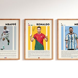 Cristiano Ronaldo, Lionel Messi, Kylian Mbappé, Legends 3 Poster Set, Soccer Gifts, Sports Poster, Football Player Poster, Soccer Wall Art