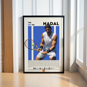 Rafael Nadal Poster, Tennis Poster, Sports Poster, Motivational Poster, Tennis Decor, Fitness Poster, Man Cave Art, Gift For Him