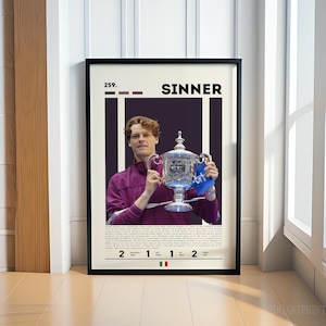 Jannik Sinner Poster, Tennis Poster, Sports Poster, Motivational Poster, Tennis Decor, Jannik Sinner Prints, Man Cave Art, Gift For Him