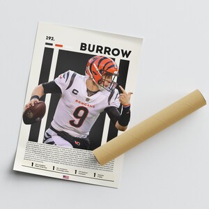 Joe Burrow Poster, Football Poster, NFL Poster, Sports Poster, Football ...