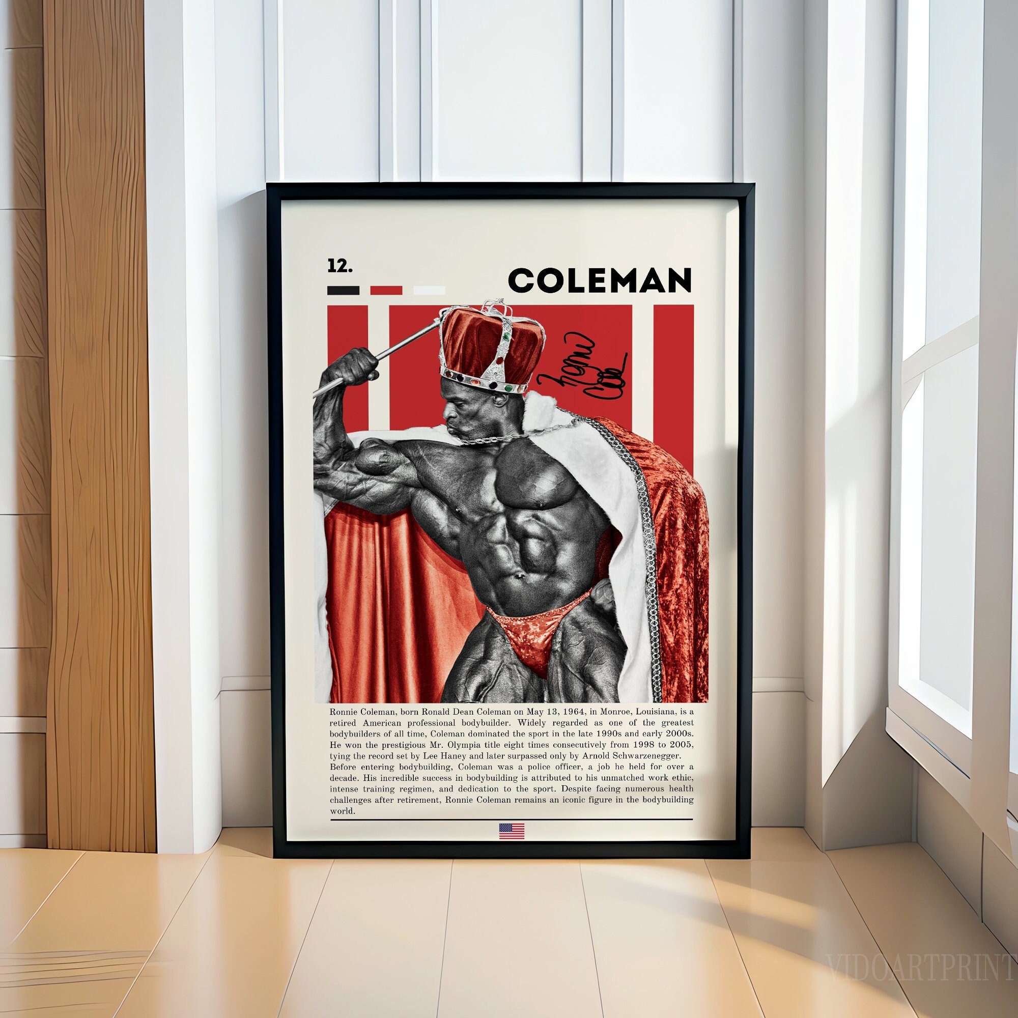 Ronnie Coleman Poster, 16 X 24 Body Building Minimalist, Mid