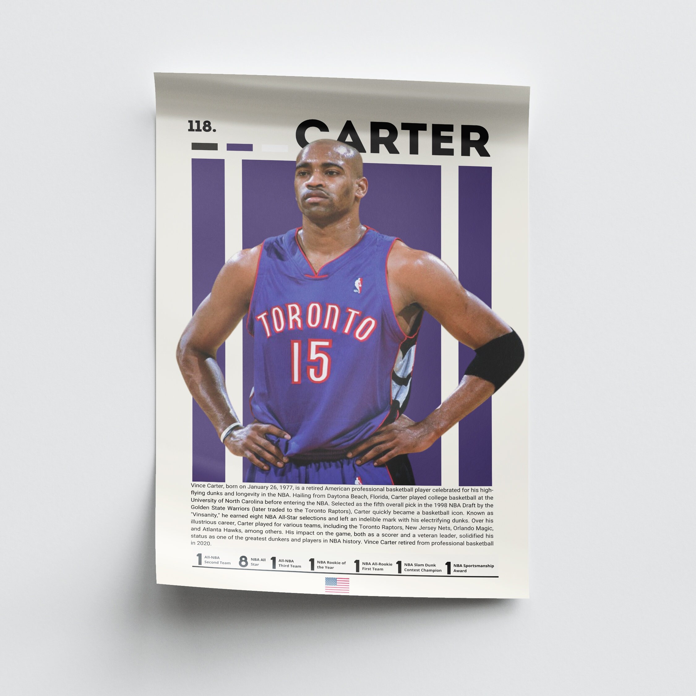 Vince Curter Poster, Basketball Poster, Sports Poster, Motivational ...