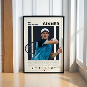 Jannik Sinner Poster, Tennis Poster, Sports Poster, Motivational Poster, Tennis Decor, Jannik Sinner Prints, Man Cave Art, Gift For Him