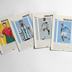 Ronaldo, Messi, Mbappe, Haaland, Legends 4 Poster Set, Sports Football Poster, Soccer Decor, Soccer Wall Art