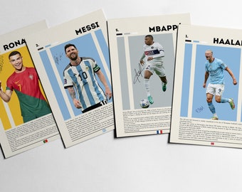 サッカー選手　アートパネル　壁掛け　6枚セット ポスター　匿名即発送　レジェンド サッカーレジェンドポスターセット（印刷可能）｜ロナウド、メッシ