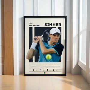 Jannik Sinner Poster, Tennis Poster, Sports Poster, Motivational Poster, Tennis Decor, Jannik Sinner Prints, Man Cave Art, Gift For Him