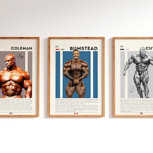 Ronnie Coleman, Chris Bumstead, Jay Cutler, Legends 3 Poster Set, Sports Poster, Gym Decor, Bodybuilding Wall Art
