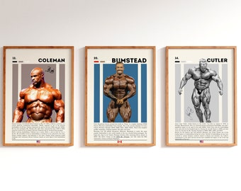 Ronnie Coleman, Chris Bumstead, Jay Cutler, Legends 3 Poster Set, Sports Poster, Gym Decor, Bodybuilding Wall Art