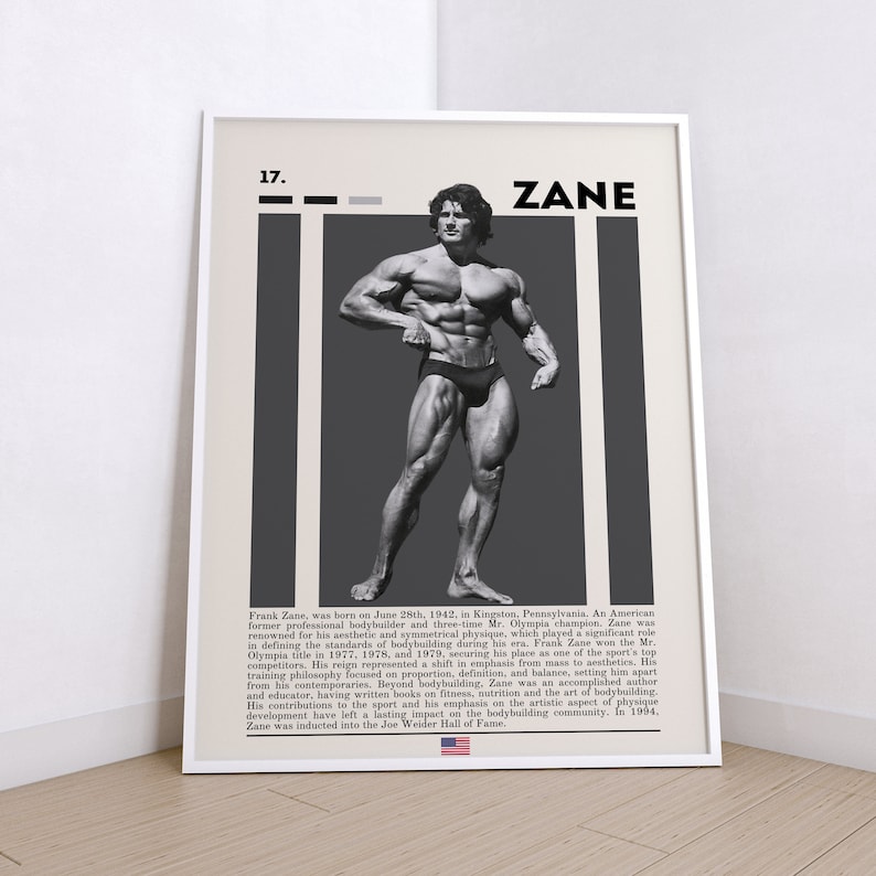 Zane Bodybuilder Frank Zane Poster, Bodybuilding Poster, Gym Posters, Motivational ...