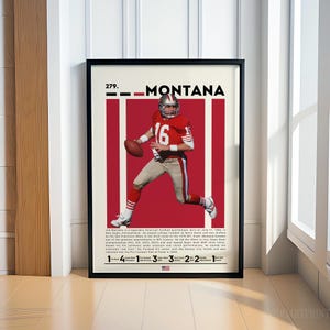 Joe Montana Poster, Football Poster, NFL Poster, Sports Poster, Football Prints, NFL Wall Art, Sports Bedroom Posters