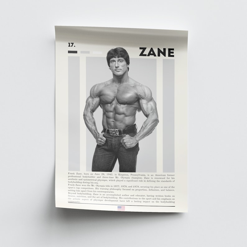 Zane Bodybuilder Frank Zane Poster, Bodybuilding Poster, Sports Poster, Motivational ...