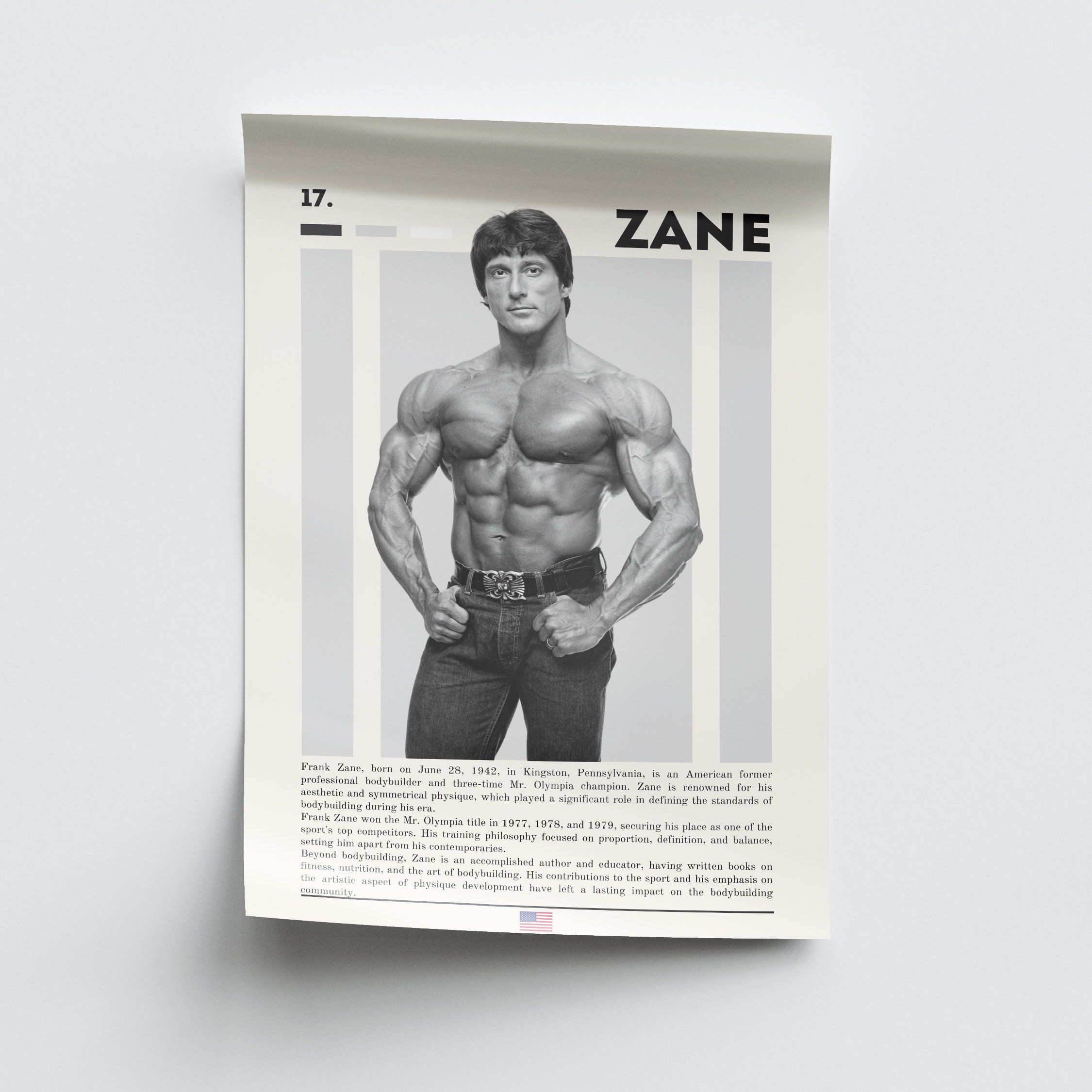 Frank Zane Poster, Bodybuilding Poster, Sports Poster, Motivational