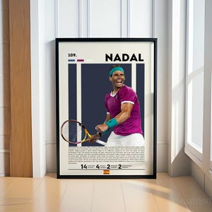 Rafael Nadal Poster, Tennis Poster, Sports Poster, Motivational Poster, Tennis Decor, Fitness Poster, Man Cave Art, Gift For Him