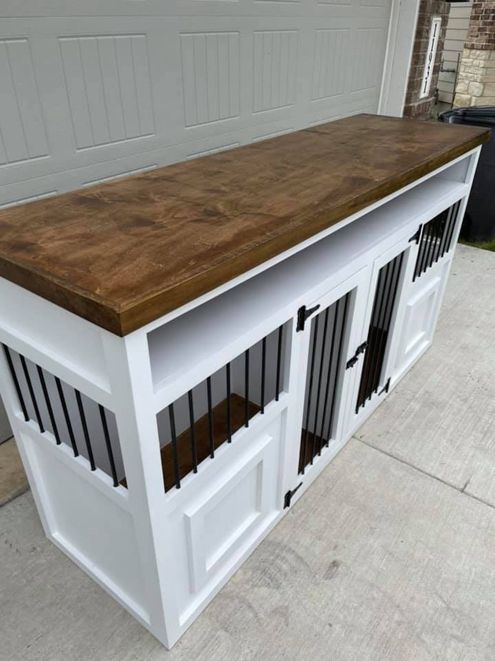 Double Dog Crate Furniture Dog Kennel With Shelf Custom Etsy