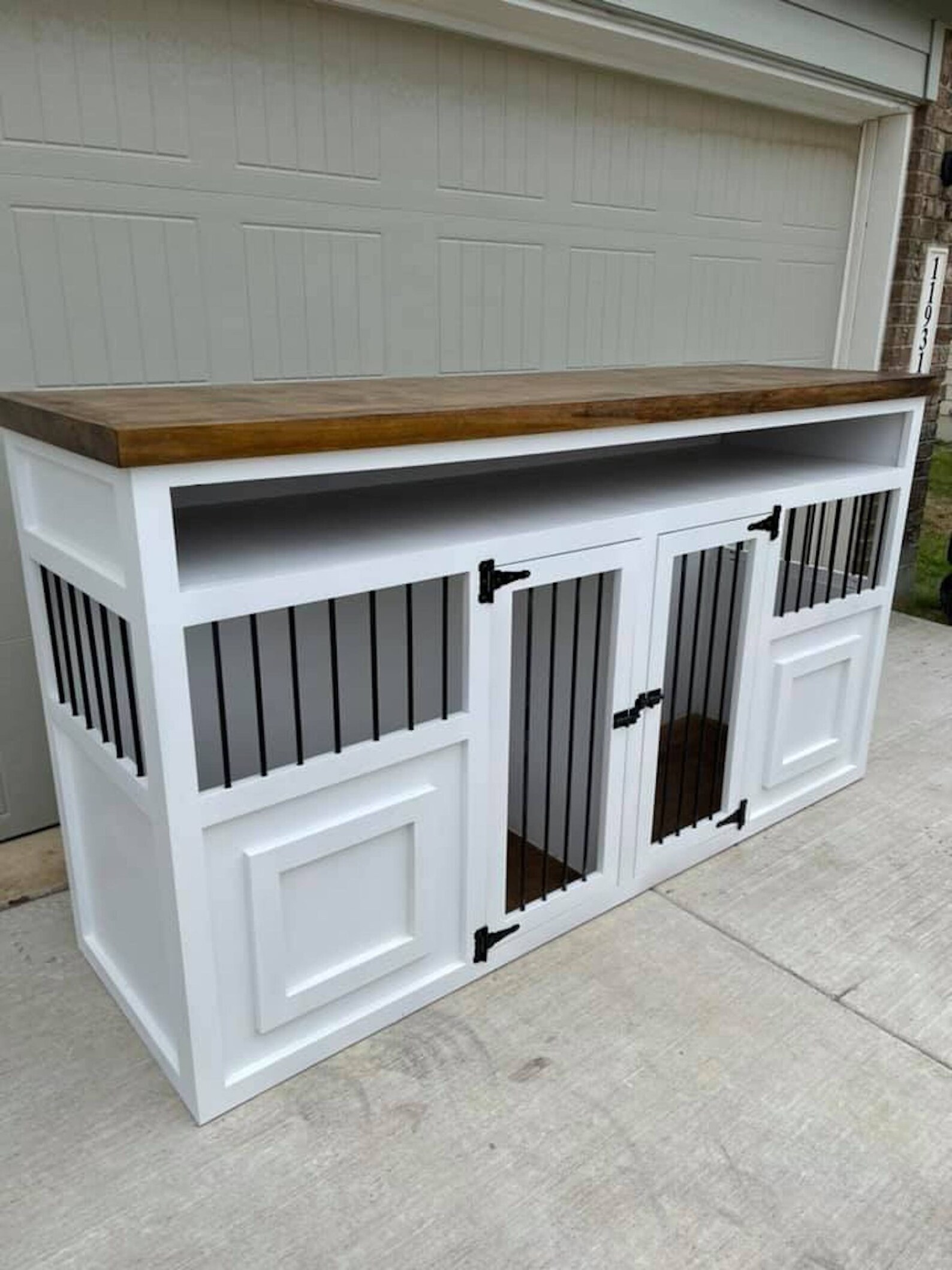 Double Dog Crate Furniture Dog Kennel With Shelf Custom Etsy