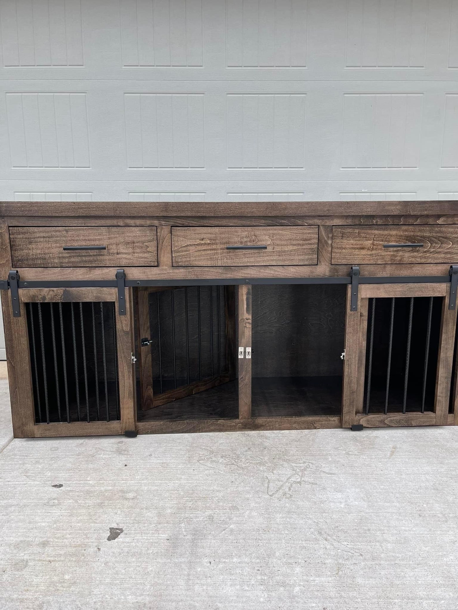 Double Dog Crate Furniture Dog Kennel Furniture Wooden Etsy