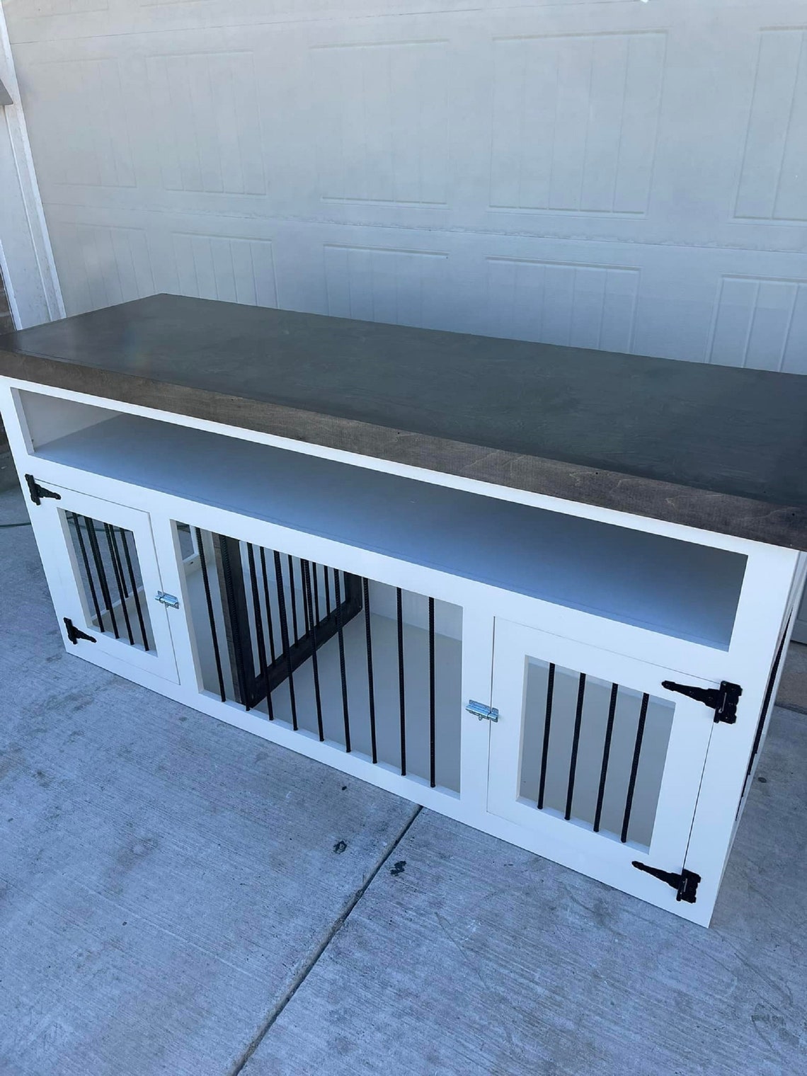 Double Dog Crate Furniture Dog Kennel Furniture Wooden Etsy