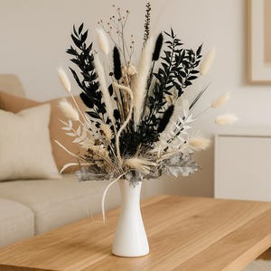 Modern XL dried flower bouquet Pandora in black and white - decorative bouquet gift bouquet - housewarming gift