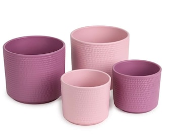Flower pot, pastel colors pink-mauve, ceramic pot, plant pot matt