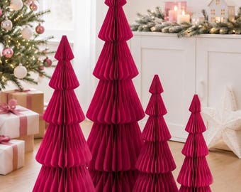 Papier Weihnachtsbaum Pink, Dekobaum mit Magnet, faltbar, Weihnachtsdekoration, Adventsdeko, Geschenkidee Weihnachten - 4 Größen