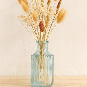 Small glass vase blue - flower vase - vase with grooves - table vase - colorful decorative vase - spring decoration - table decoration - vase for flowers