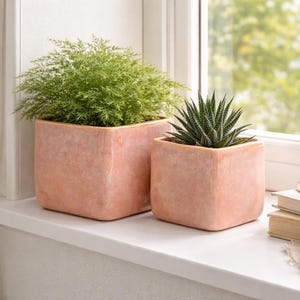 Rosa blomkruka, modern fyrkantig planteringslåda, växtkruka i 4 storlekar, skandinavisk inredning, minimalistisk heminredning - presentidé