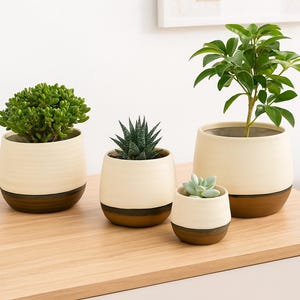 Modern flowerpot white-matt, round planter - plant pot - boho style - ceramic pot - gift idea - 4 sizes